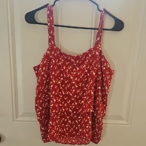 💮Bobeau Red Floral Tank Top💮